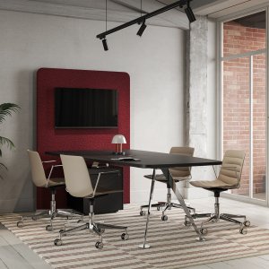 Spike desk by Frezza with walnut top and bronzed steel