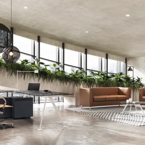 Spike meeting table with marble-finish HPL modular top