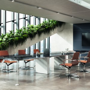 Smoked glass extensions of the Spike table by Frezza