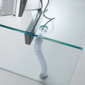Air Desk with leather-effect laminated crystal top