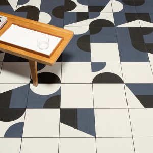 Puzzle porcelain tile floor by Mutina