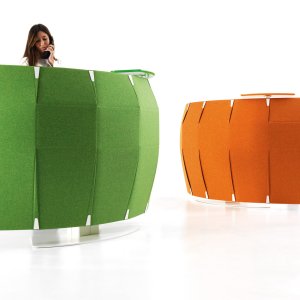 Funny Sat height-adjustable reception counter by IVM in orange
