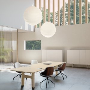 Corner office with Hito desk in Canaletto walnut and bronze Metal legs