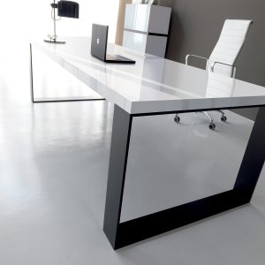 New Loop storage cabinets on steel frames beside the executive desk