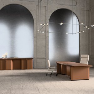 Jazz Louis conference table on steel feet with leather-dressed frame