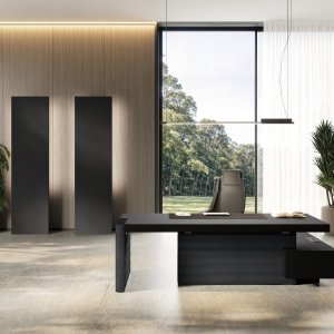 Jera totem cabinet with proximity-sensor LED lighting and smoked tempered glass shelves, no hardware