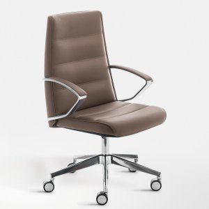 Klivia with smooth upholstery on the high back, three-quarter view