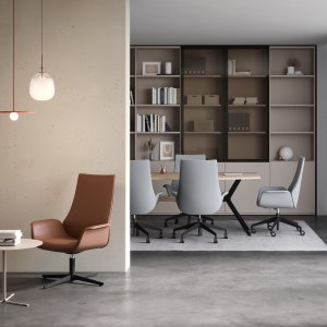 Kriteria with black nylon base in an open office