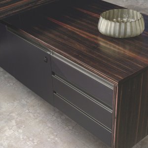 Drawer interiors in black lacquered plywood