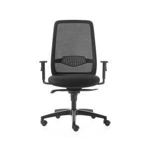 Kastel Key Go task chair in black mesh at a workstation desk