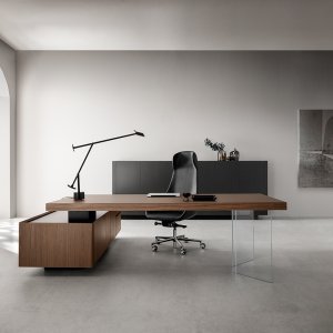 Kyo structural service unit in walnut with stone-effect top