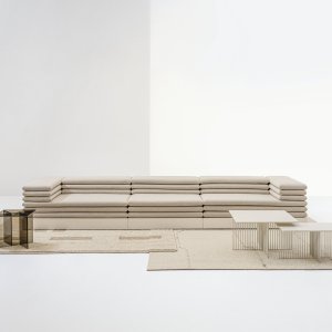 LaCividina Acamante 3-seat sofa at 155 1/2 in with a gloss ivory base