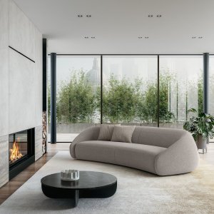 LaCividina Apper armchair at a three-quarter angle in light-colored fabric
