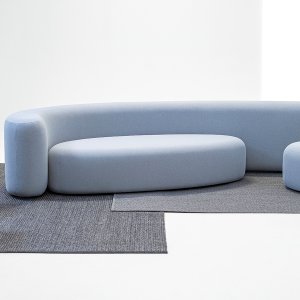 Front elevation of the LaCividina Lisse sofa, upholstered in stretch fabric