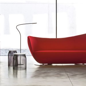Red Mon Coeur sofa, the color it wears in the manufacturer’s spec sheet photo