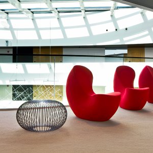 Peter Harvey designed Nautile chair at three-quarter angle
