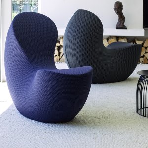 Detail of the curve joining back and seat on a LaCividina lounge chair