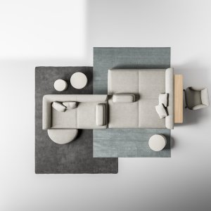 Luna half-disc seat at the end of a Node+ lounge seating run