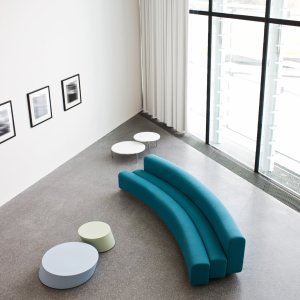 Curved Osaka module with its 101⅝″ back radius drawn on the floor plan