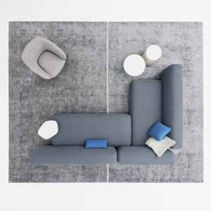 Suiseki sofa in removable fabric for contract interiors