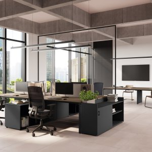 US office floor furnished with 5th Element workstations by Las Mobili