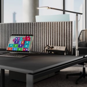 5th Element standing team table H 105 with chromed footrest beam
