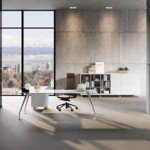 Énosi designer desk by Nikolas Chachamis in a design-led executive office