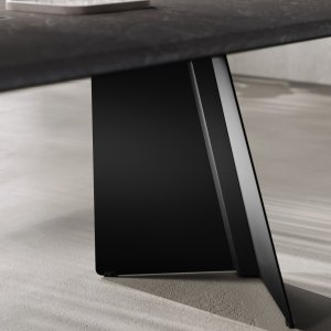 Monolith coffee table, Black Desirè ceramic top on V-shaped steel legs