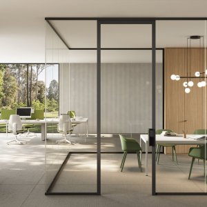 Mood glass partition walls in a corporate office in New York