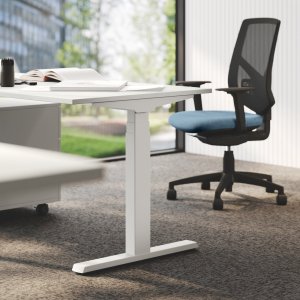 US open-plan office furnished with UP sit-stand workstations