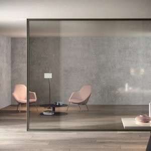 Simple Bold office partition walls by Luconi in double glass