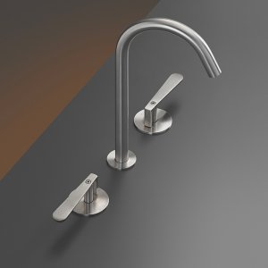 Wall-mounted dual handle faucet Lutezia in satin Bronze finish, Cea Design