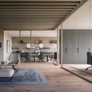 M2 partition with double glazing for sound insulation by Quadrifoglio