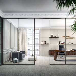 Lacquered solid panel in the M1 M2 M3 partition system — Quadrifoglio system