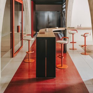 Ring footrest of the MAK bar stool by Patrick Norguet