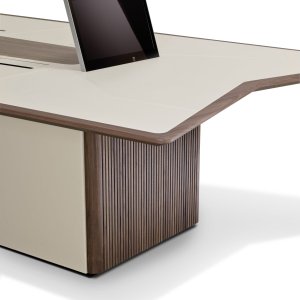 The eight boxes along the table surface