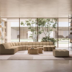 Curved layout of the Array system in a lobby