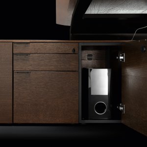 Recessed door handle on the Metar sideboard