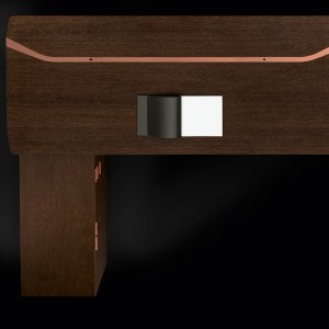 Stitched leather insert on the Metar executive desk top