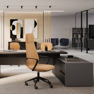 Bronze base and armrests of the Synua executive chair