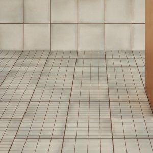 Aurore Light Grey Grid S next to Charcoal solid field tiles
