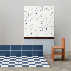 Dintorni porcelain floor by Mutina with colored geometric patterns