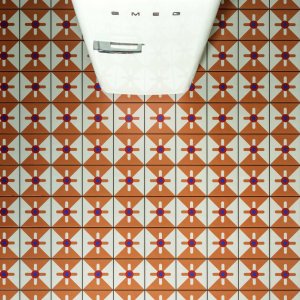Parallel Orange half-format tile, Mattonelle Margherita by Mutina