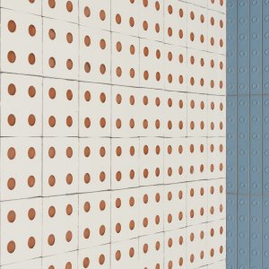 Bloc outdoor wall in natural terracotta on a patio