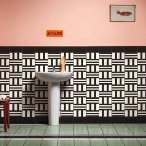 Frame Black half-format tile, Mattonelle Margherita by Mutina