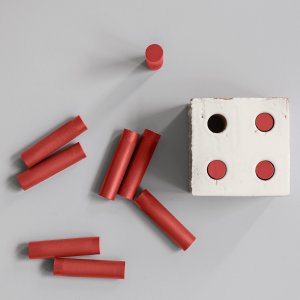 Bloc terracotta screen wall by Mutina with four holes per block