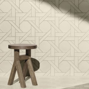 Weaving mosaic by Mutina in the Ba Leng pattern in white