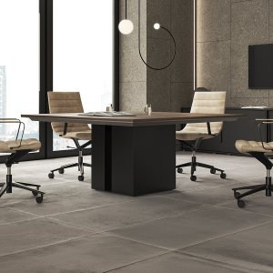 Pen rest profile with cable outlets on the Ono desk by Frezza