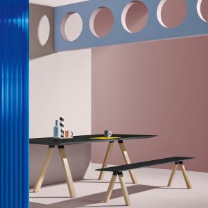 Linoleum top on the Pedrali Arki-Table