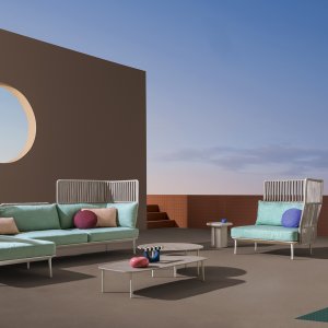 Buddyhub armchair by Pedrali with acoustic panel